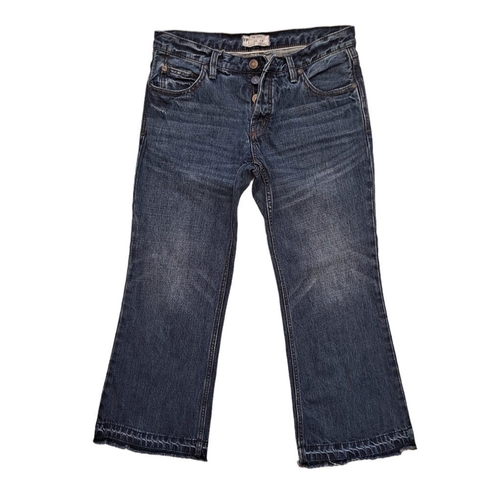 Free People Button Fly Distressed bootcut /flare blue jeans